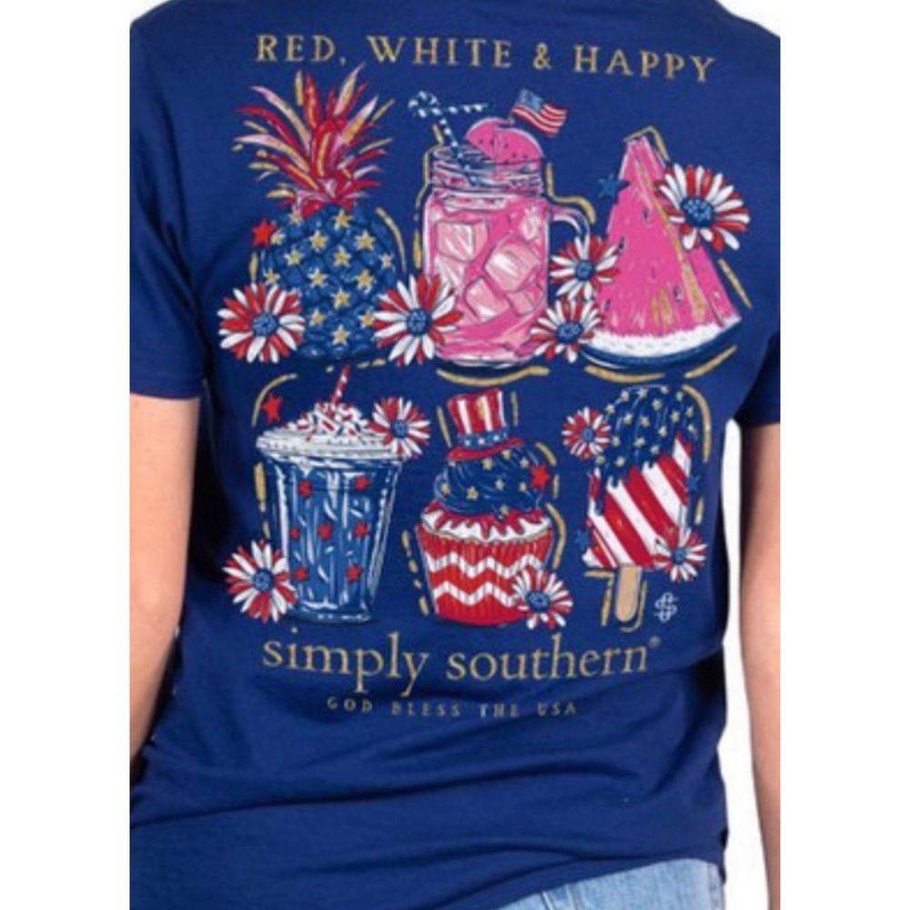 Simply Southern new with tags Red, White & Happy. Size Large